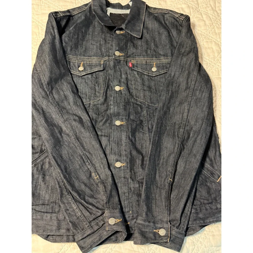 Levis Trucker Jacket Mens XXL Dark Indigo Denim Button Up Coat 70777-0001